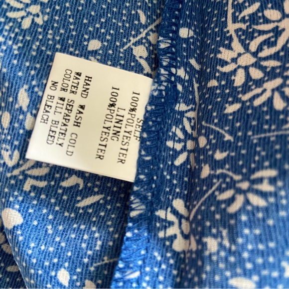 Anthropologie Pinch Floral Blue and White Sundress Tiered Skirt Bow Straps Small - Picture 6 of 6